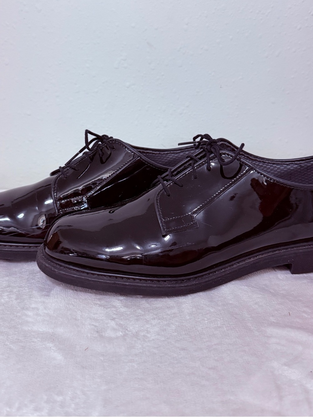 Bates Black Patent Leather Derby Shoes